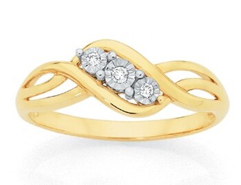 9ct Gold Diamond Trilogy Ring