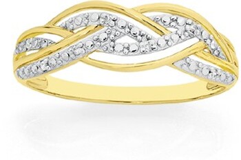 9ct Gold Diamond Double Braid Ring