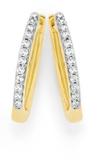 9ct Gold Diamond Fine Huggie Earrings