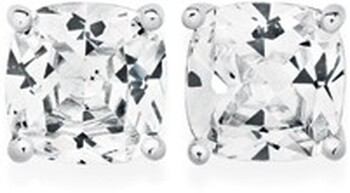 Sterling Silver 7mm 4 Claw Cubic Zirconia  Cushion Cut Earrings