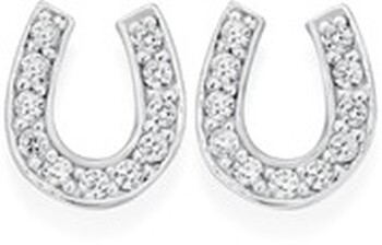 Sterling Silver Cubic Zirconia Horseshoe Stud Earrings