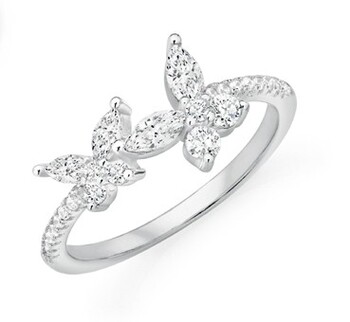 Sterling Silver Flutter Cubic Zirconia  Butterfly Kisses Ring