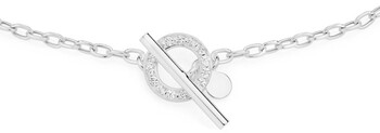 Sterling Silver 45cm Cubic Zirconia Circle Fob Necklet