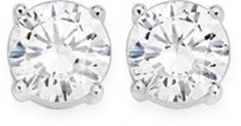 Sterling Silver Cubic Zirconia  4 Claw Hearts On Side Stud Earrings