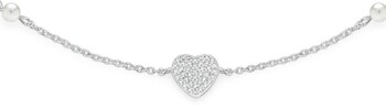 Sterling Silver Cult Freshwater Pearl & Cubic Zirconia Heart Necklet