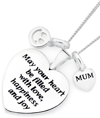 Sterling Silver Wishes for Mum Heart with Smiley Pendant