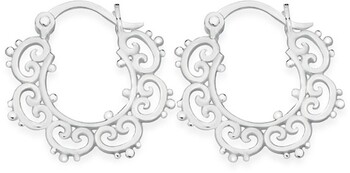Sterling Silver Boho Multi Scroll Hearts Creole Earrings