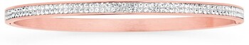 Rose Plated Stainless Steel Narrow Oval Crystal Bangle
