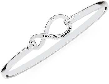 Sterling Silver Cubic Zirconia Love You Always Infinity Bangle