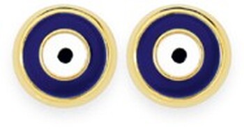 9ct Gold Enamel Evil Eye Stud Earrings