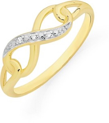 9ct Gold Diamond Infinity Loop Ring