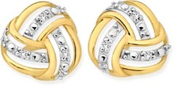 9ct Gold Diamond Triple Knot Stud Earrings