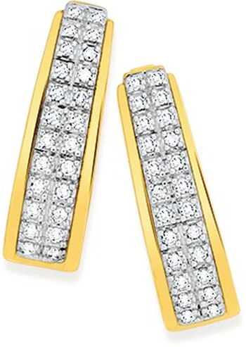9ct Gold Pave Diamond Huggie Earrings