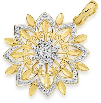 9ct Gold Diamond Flower Enhancer Pendant