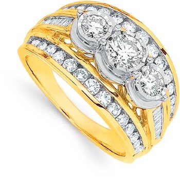 9ct Gold Diamond Trilogy Wide Band