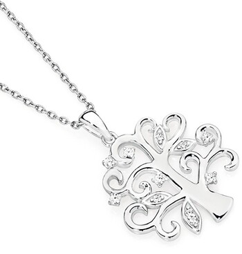 Sterling Silver Cubic Zirconia Tree of Life Pendant