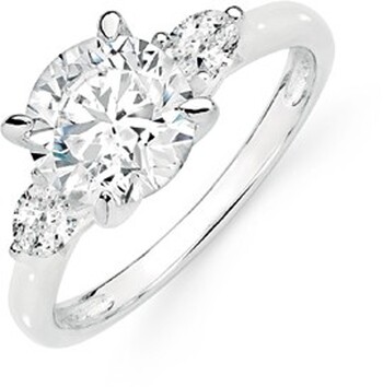 Sterling Silver Round and Pear Cubic Zirconia Ring