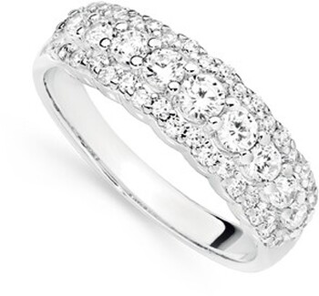Sterling Silver 9 Cubic Zirconia Fancy Anniversary Ring