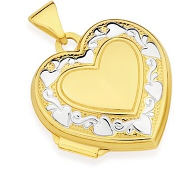 9ct Gold Two Tone 18mm Heart Locket