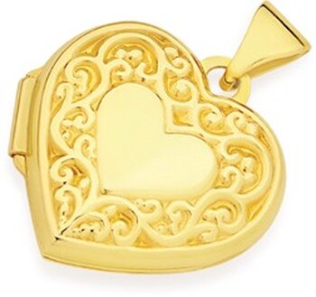 9ct Gold 15mm Filigree Heart Locket