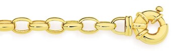 9ct Gold 19cm Solid Belcher Bolt Ring Bracelet