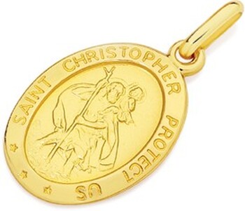 9ct Gold 16mm Oval St. Christopher Medallion Pendant