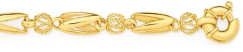 9ct Gold 19cm Solid Bolt Ring Bracelet