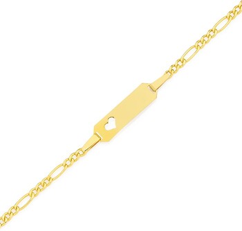 9ct Gold Kids 16cm Childrens Heart Identity Bracelet