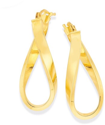 9ct Gold Oval Wave Hoop Earrings