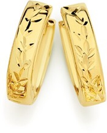 9ct Gold 10mm Diamond-Cut Huggie Earrings