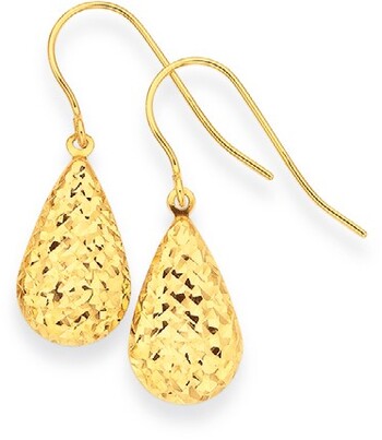 9ct Gold Diamond-Cut Pear Drop Earrings