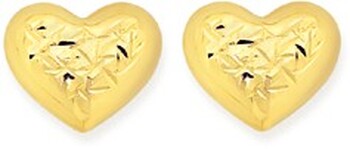 9ct Gold Heart Stud Earrings