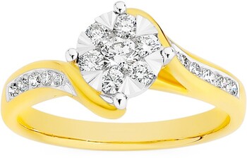 9ct Gold Diamond Round Cluster Ring
