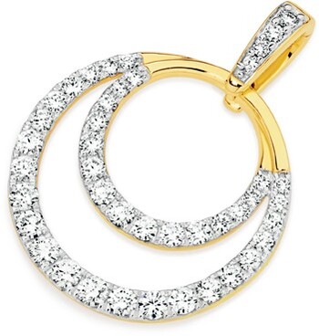 Alora 10ct Gold 1 Carat TW Lab Grown Diamond Double Circle Pendant