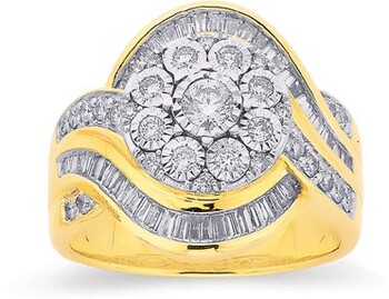 9ct Gold Diamond Cluster Wrap Dress Ring