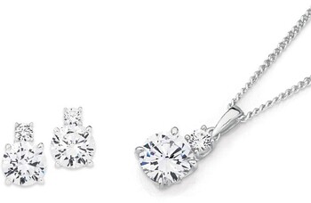 Sterling Silver Double Cubic Zirconia Set