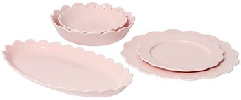 In The Roundhouse Pink Scallop 17-Piece Dinner Set