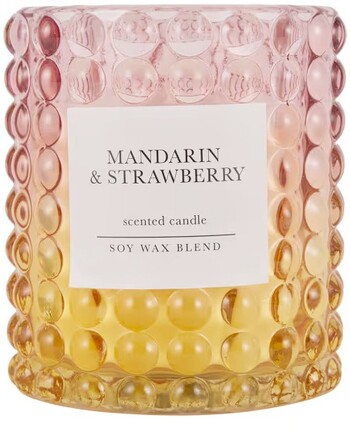 NEW Mandarin and Strawberry Prosecco Fizz Ombre Soy Wax Blend Scented Candle