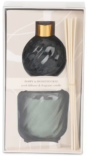 Poppy and Honeysuckle Reed Diffuser and Fragrant Candle Set