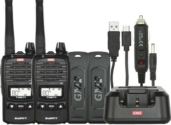 GME 2W/0.5W 80CH UHF CB Handheld Radio Twin Pack
