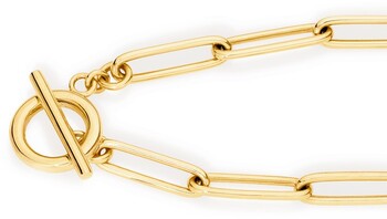 9ct Gold 19cm Solid Paperclip Fob Bracelet