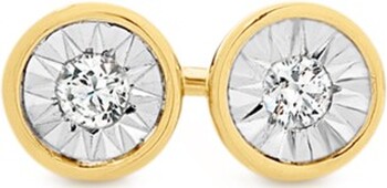 9ct Gold Diamond Bezel Stud Earrings