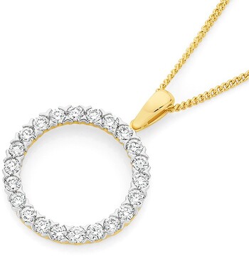 Alora 10ct Gold 1 Carat TW Lab Grown Diamond Circle Pendant