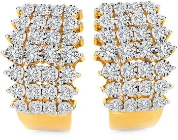 9ct Gold Diamond Fancy Huggie Earrings