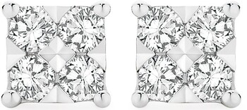 9ct White Gold Diamond Square Shape Stud Earrings