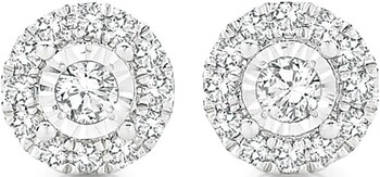9ct White Gold Diamond Round Frame Stud Earrings