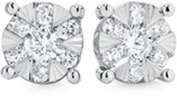 9ct White Gold Diamond Magic Facets Earrings