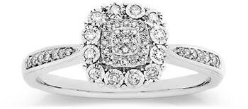 9ct White Gold Diamond Cushion Cluster Ring