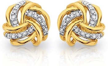 9ct Gold Diamond Knot Stud Earrings