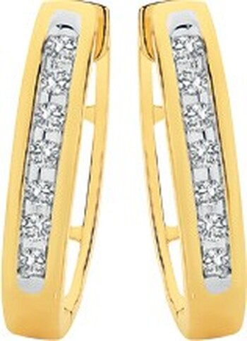 9ct Gold Diamond Channel Set Huggie Earrings